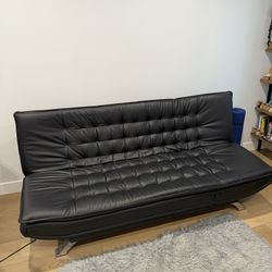 Black Leather Futon / Couch