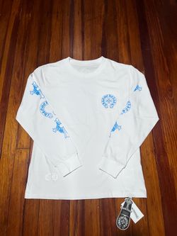 Chrome hearts blue crosses white long sleeve shirt