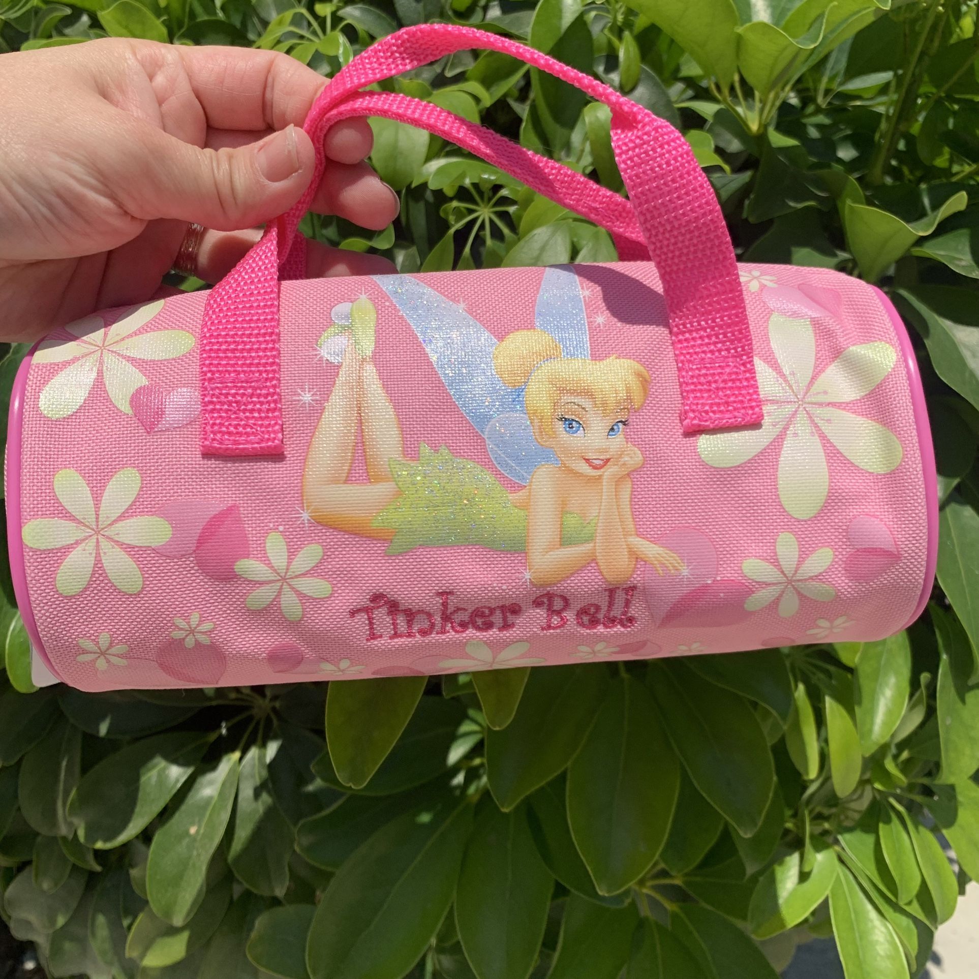 NEW Disney Tinker Bell Pink Duffle Pencil Case Bag Back To School