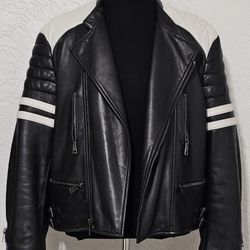 Polo Ralph Lauren Motorcycle Jacket Leather Moto Coat RARE Made In ITALY Mens XL