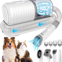 Dog Grooming Vacuum Kit: 16000Pa Powerful Dog Vacuum Brush for Shedding Grooming 99% Pet Hair Suction with 4 Pet Grooming Tools, Large Dust Cup & Low