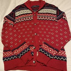 Vintage Polo Ralph Lauren Buffalo Nickel Button Sweater Cardigan 