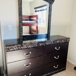 Marble Top Dresser With Mirror