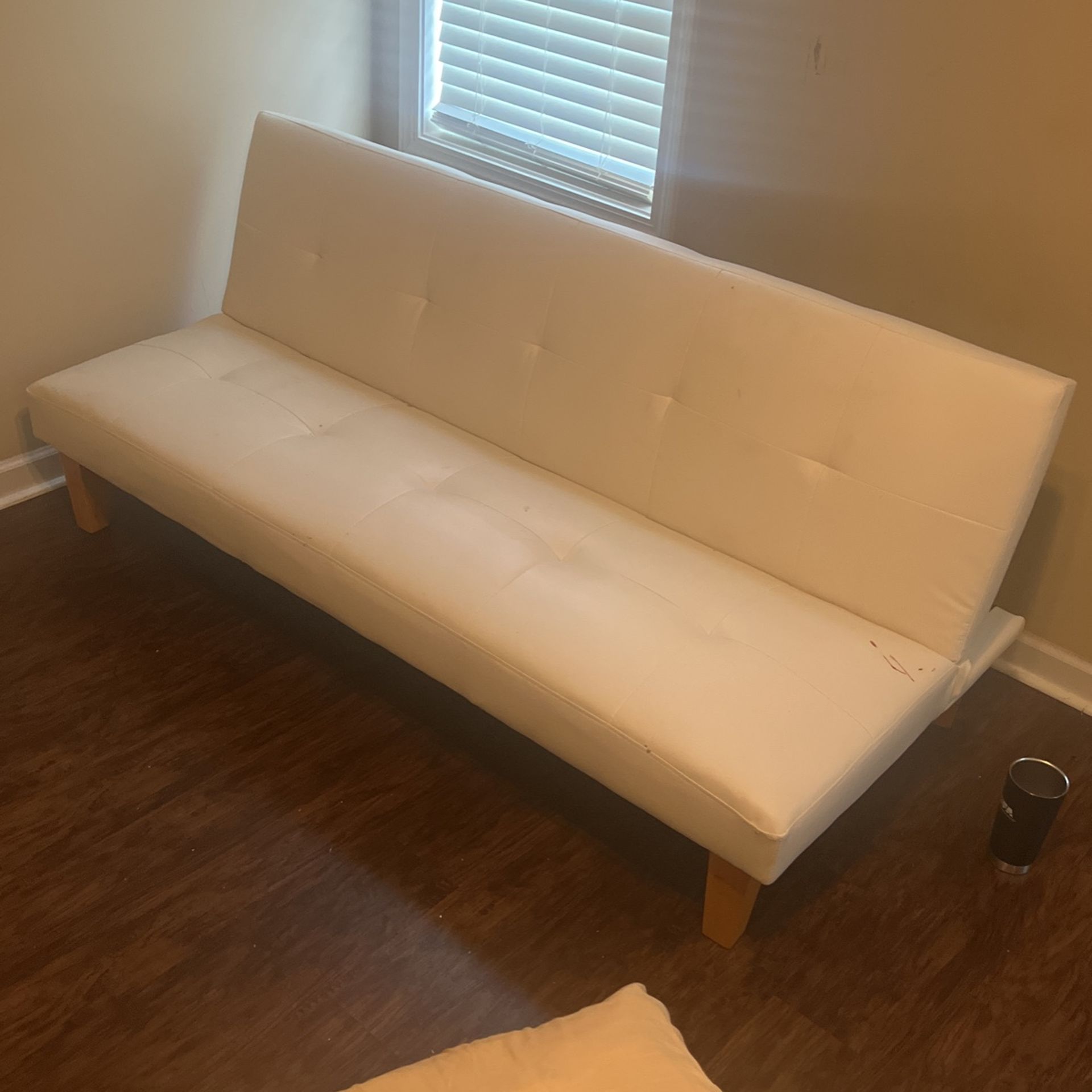 White Faux Leather Futon