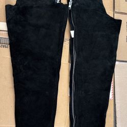 Black Leather Chaps, Motorcycle Riding, Size Large