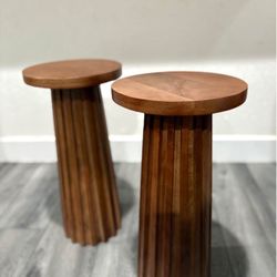 Pair of Wooden Side Tables Slate Design | End Tables