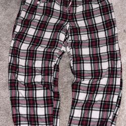 Plaid Flannel Pajama Pants / Lounge Pants – Red, White & Green Plaid