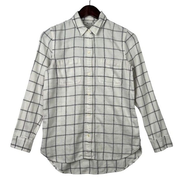 Madewell Flannel Shirt Button Up  Womens Long Sleeve Classic Cotton/Wool SZ XXS
