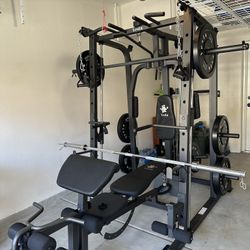 Vesta Fitness Smith Machine SM1001/Bumper Plates 230lbs/Olympic Barbell Bar/AdjustableBench/Gym Equipment/Fitness/Squat Rack/FREE DELIVERY 