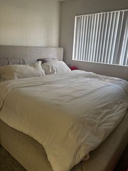 Bed Frame and mattress with Upholstered Headboard