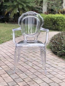 Clear Modern Acrylic Dining Chair, Vanity Armchair For Kitchen, Dining Or Bedroom