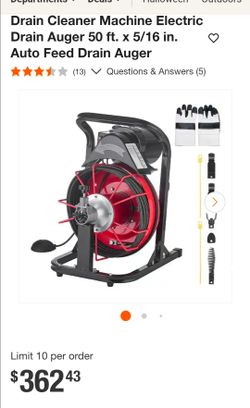 Electric Drain Auger 50 ft. Auto Feed