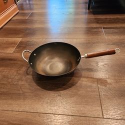 12.5" Nitrided Carbon Steel Wok, 4" H,  good condition