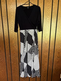 Enfocus Studio Black and White Geometric Long Sleeve Dress Size 8