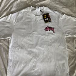 Brand New White Bape X Stussy Shirt Size Large Brand New All Tags