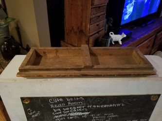 Vintage wooden took box tray with plants