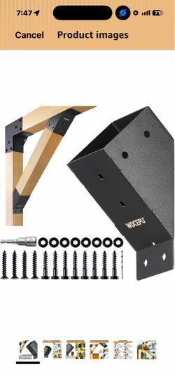 8pack 45 Degree Angle Support Bracket, for 4x4 (Actual 3.5''x3.5'') Pergolas, Gazebo, Deck Porch, Cabin Elevated Wood Support Bracket Support kit (Fro