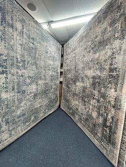 Large Area Rug with Distressed Medallion Pattern