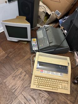 Old electronics- fax, monitor, TVs, keyboard