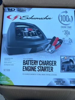 Schumacher Electric 6A Car Battery Charger and 100A Engine Starter, 6-in-1 Solution, Maintainer, 30A Boost, for 6V/12V Power Sport, Automotive, and Ma