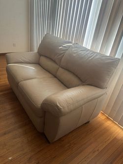 Light Tan Leather Loveseat