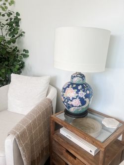 Vintage Table Lamp Porcelain Chinoiserie Jar Table Lamp