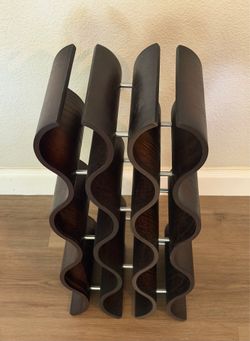 Vintage Mid-Century Modern Wave Wood Wine Rack - 6 bottle capacity l