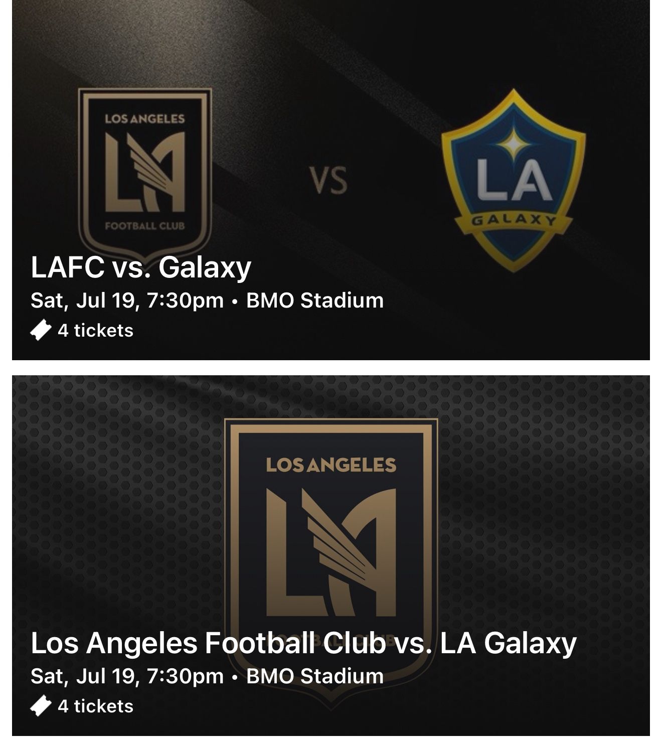 LAFC VS GALAXY 4 Tickets