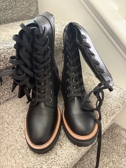 Black Lace-Up Combat Boots