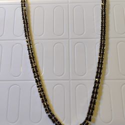 Titanium Plated Chain CZ BLACK ST 