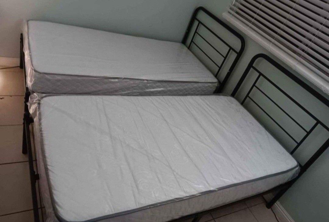 Brand New 2 Black Twins Size Bed Frames With Mattress $599 Free Delivery Same Day Delivery,All Products : American Fashion Style Bags On Sale