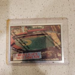 1961 TOPPS #406 MICKEY MANTLE BLASTS 565 FT. HOME RUN