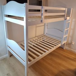 Bunk Bed Frame Twin Over Twin Size Color Espresso Or White 