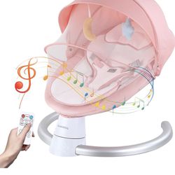  Baby Swing for Infants, Portable Electric Baby Swing Bluetooth Support with 5 Swing Speed 10 Lullabies, Remote Control/Touch Panel - Infant 