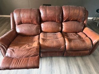 Brown leather sofa