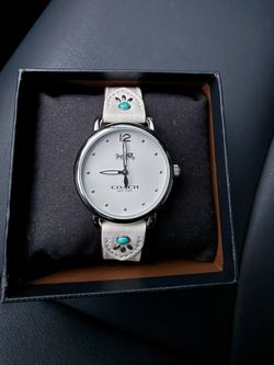 COACH Delancey White Dial Leather Strap Women's Watch