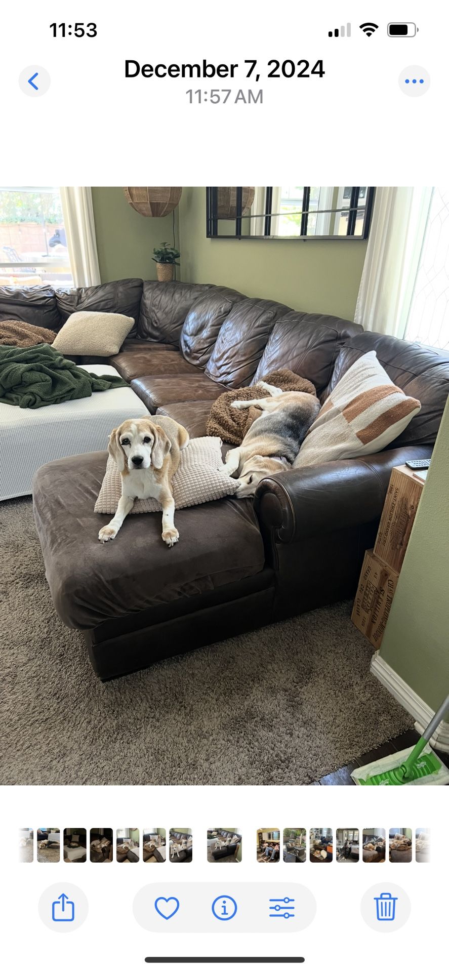 leather sectional sofa with chaise on one end