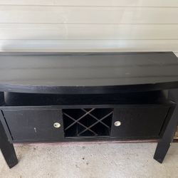 Black Wooden Console Table w/ Wine Rack