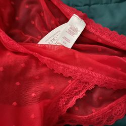 New Victoria Secret Red Lacy, Underwear With Polkadots Size Small