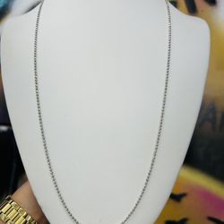 14k Bead White Gold 