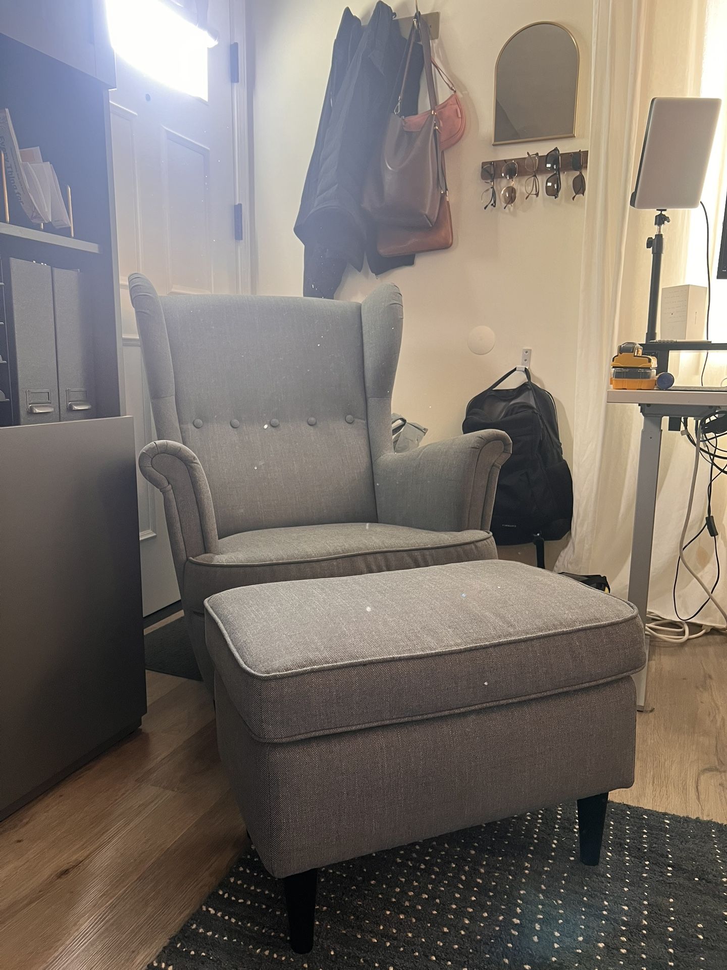 IKEA STRANDMON Wing chair, Nordvalla dark gray