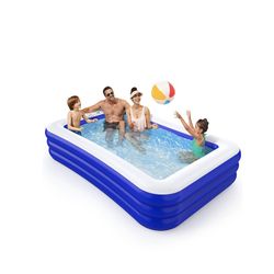 inflatable Swimming Pool, Full-Sized Family, Kids, Adults, Thick Wear-Resistant Big Above Ground.  95"x56"x22"
