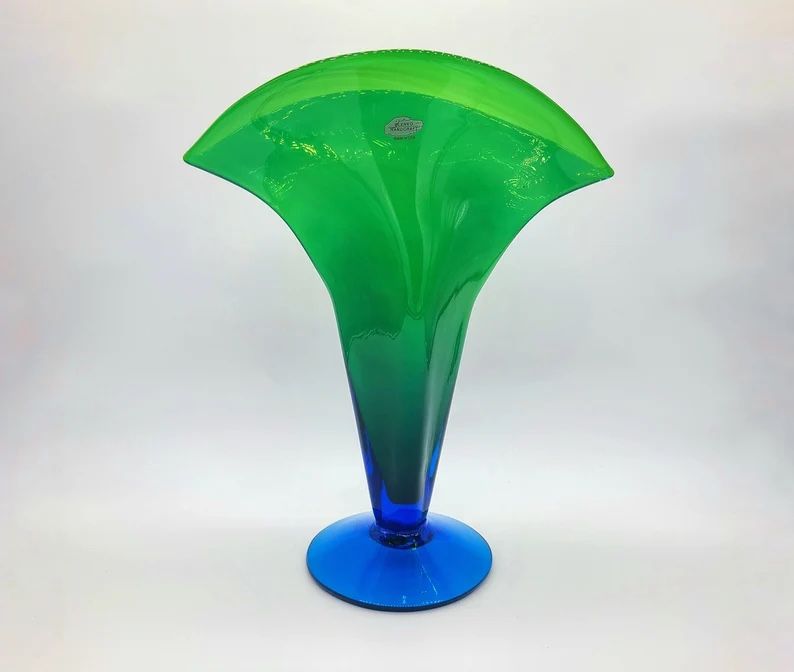 Blenko Fan Vase Signed Limited Edition Colors. Form 872