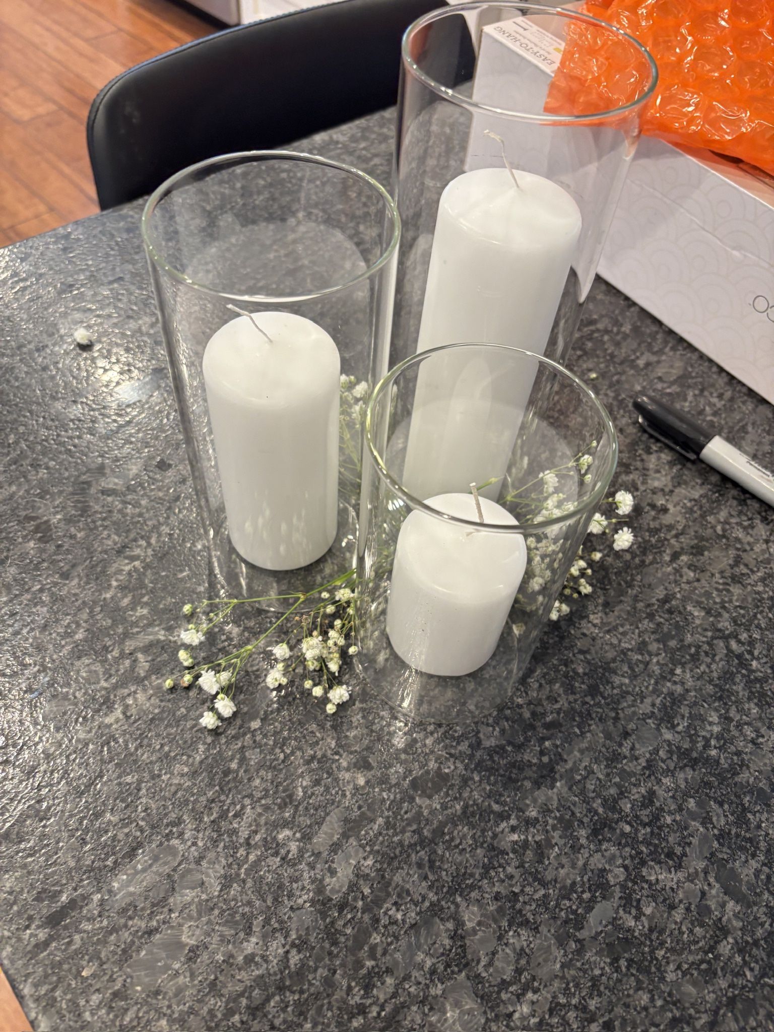 72 Candles In Hurricane Vases