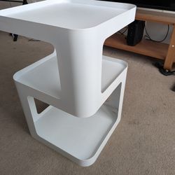 Set Of Two (2) White Metal End Tables