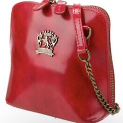 Brand New  - Pratesi Firenze Genuine Leather Red Crossbody Purse - Made in Italy 