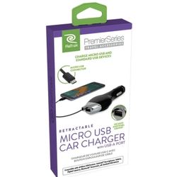 ReTrak ETPRM5CAR Retractable 10-foot Micro USB Car Charger