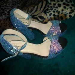 Silver Glitter Platform Heel