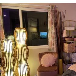2 Beautiful Bamboo Standing Lights