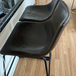 Brown faux leather bar chairs